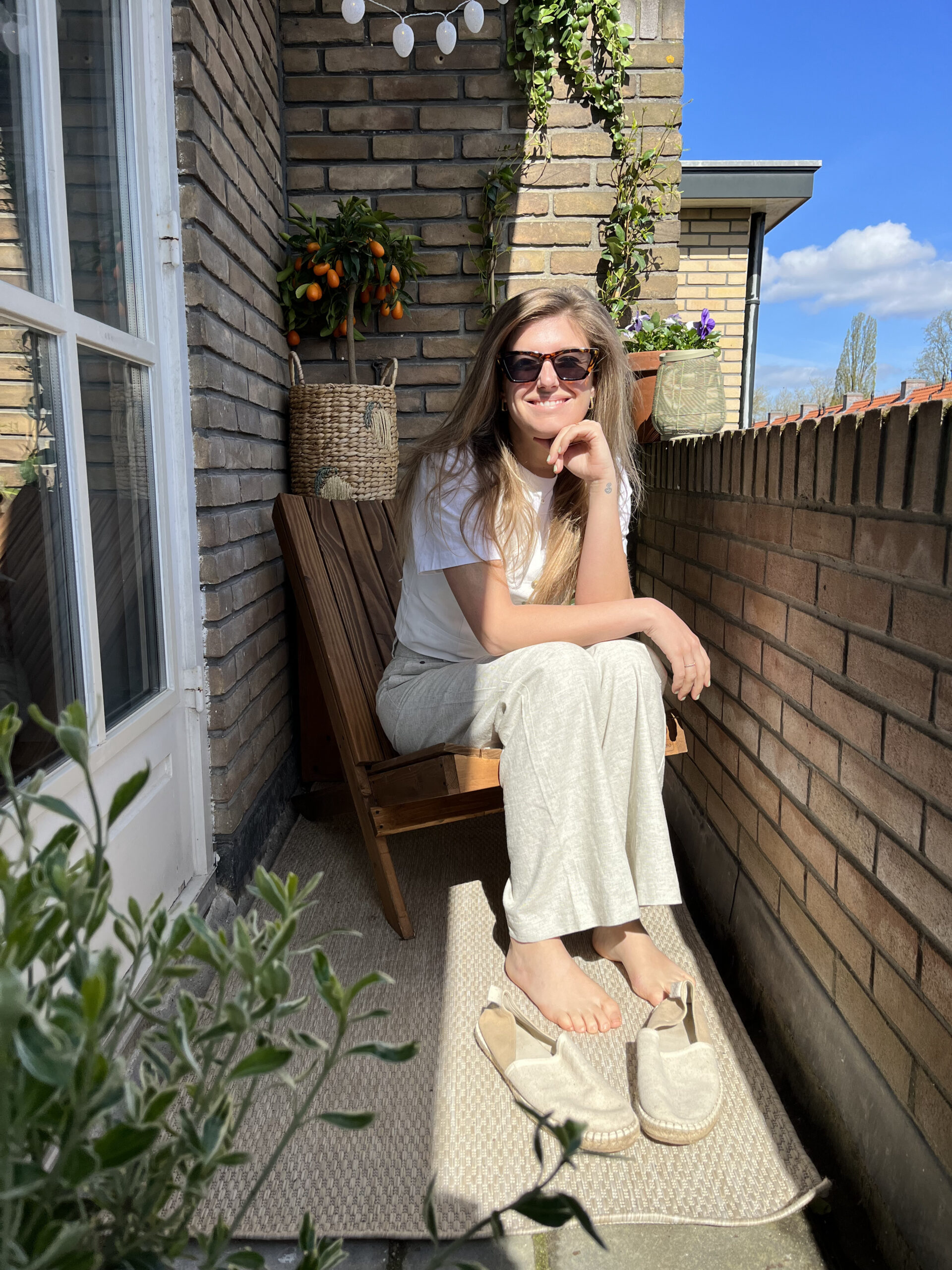 Balkonstoel uitgeklapt